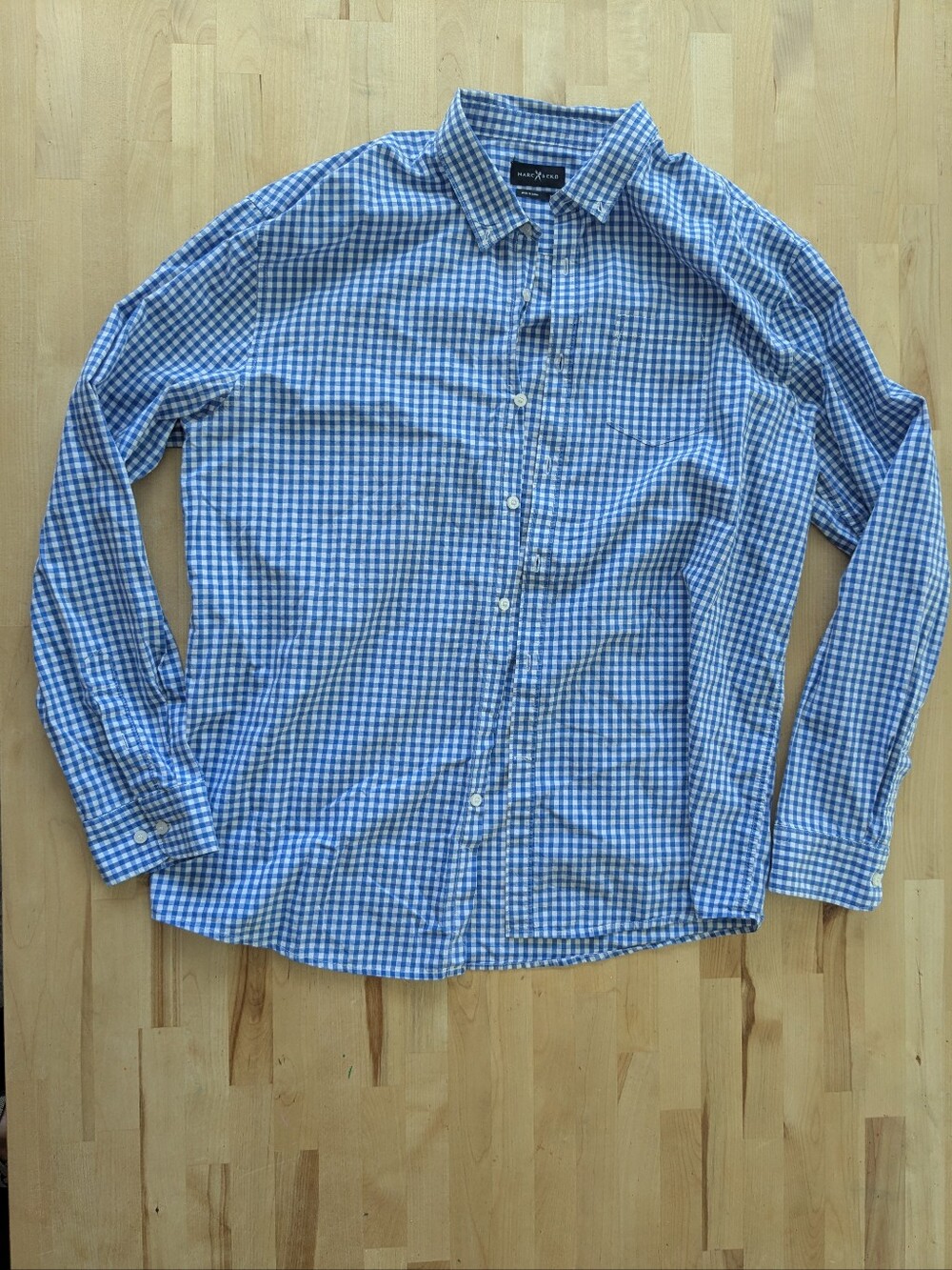 {Marco Ecko} Blue Gingham Long-Sleeve Button-Down Shirt